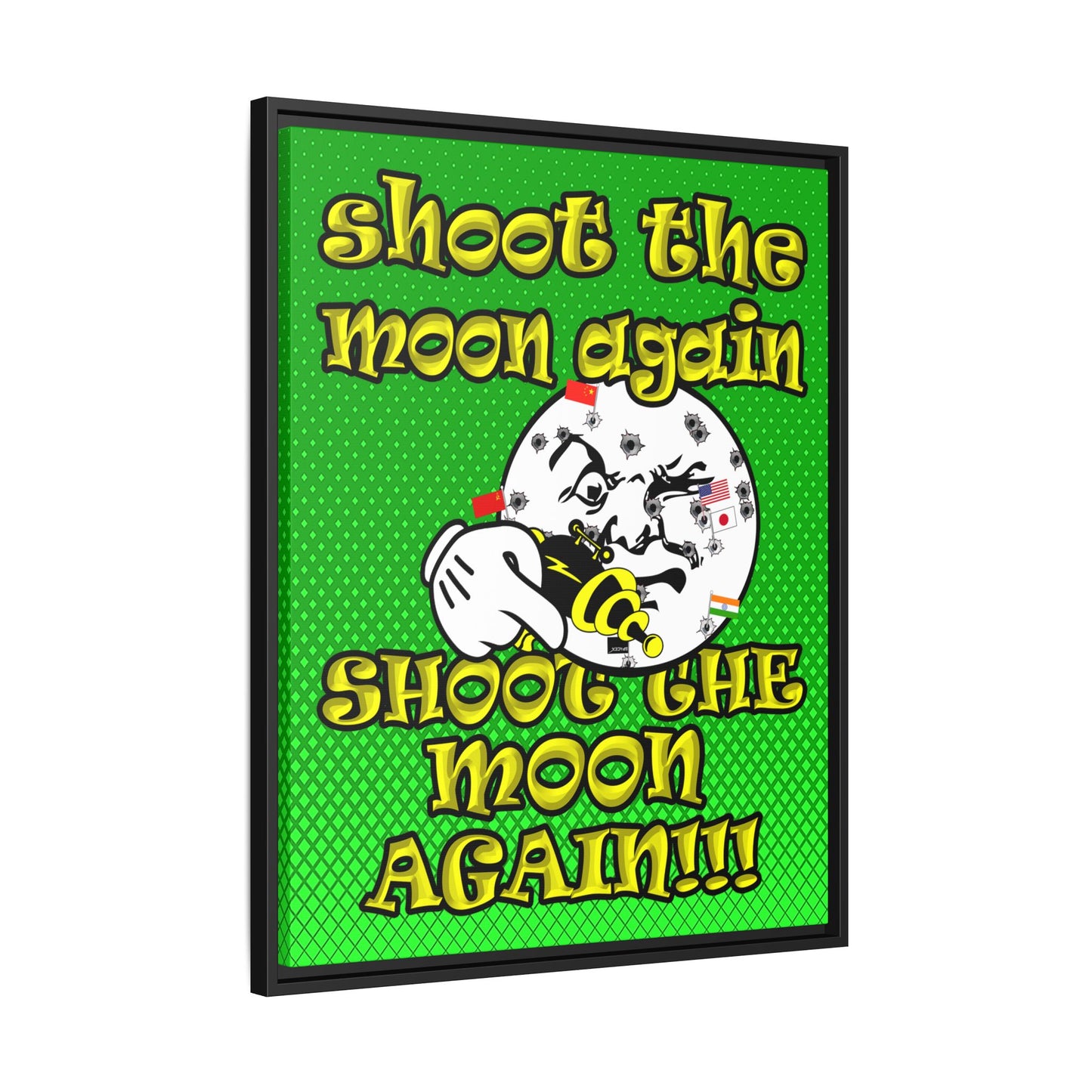 shoot the moon again - framed canvas art (logo green)