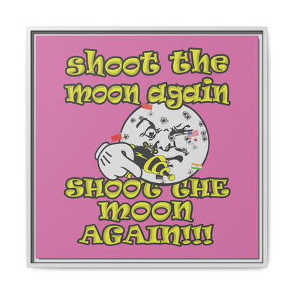 shoot the moon again - framed canvas art (light pink)