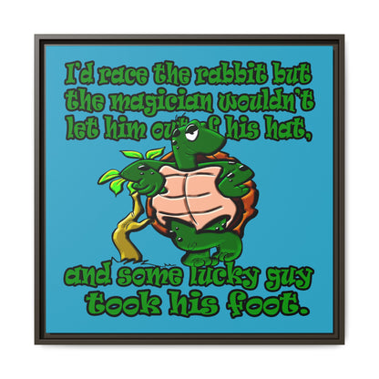 turtle race - framed canvas art (turquoise)