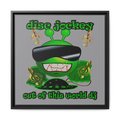 disc jockey - framed canvas art (grey)