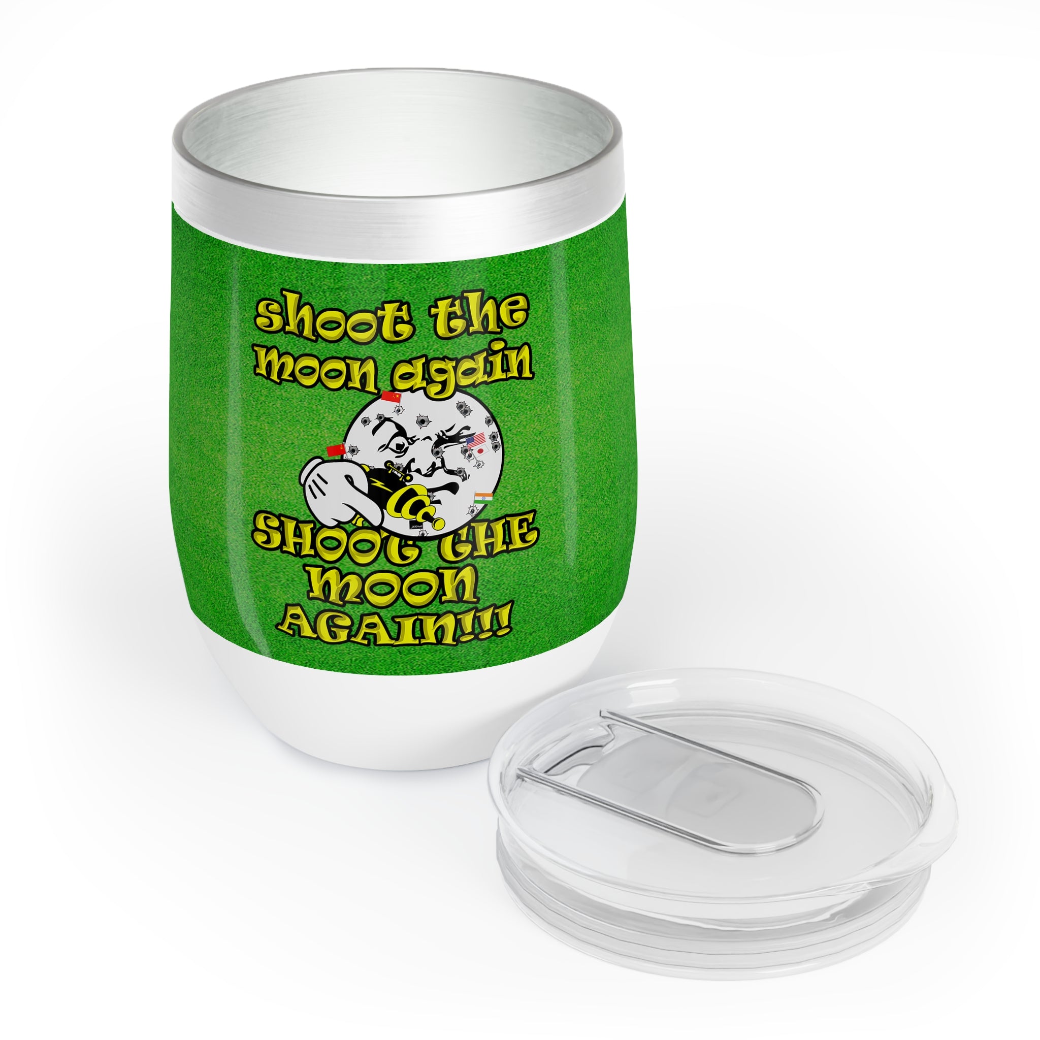 shoot the moon again - Chill Wine Tumbler (green turf)