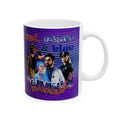 rw&b lives matter - White Mug (purple wave)