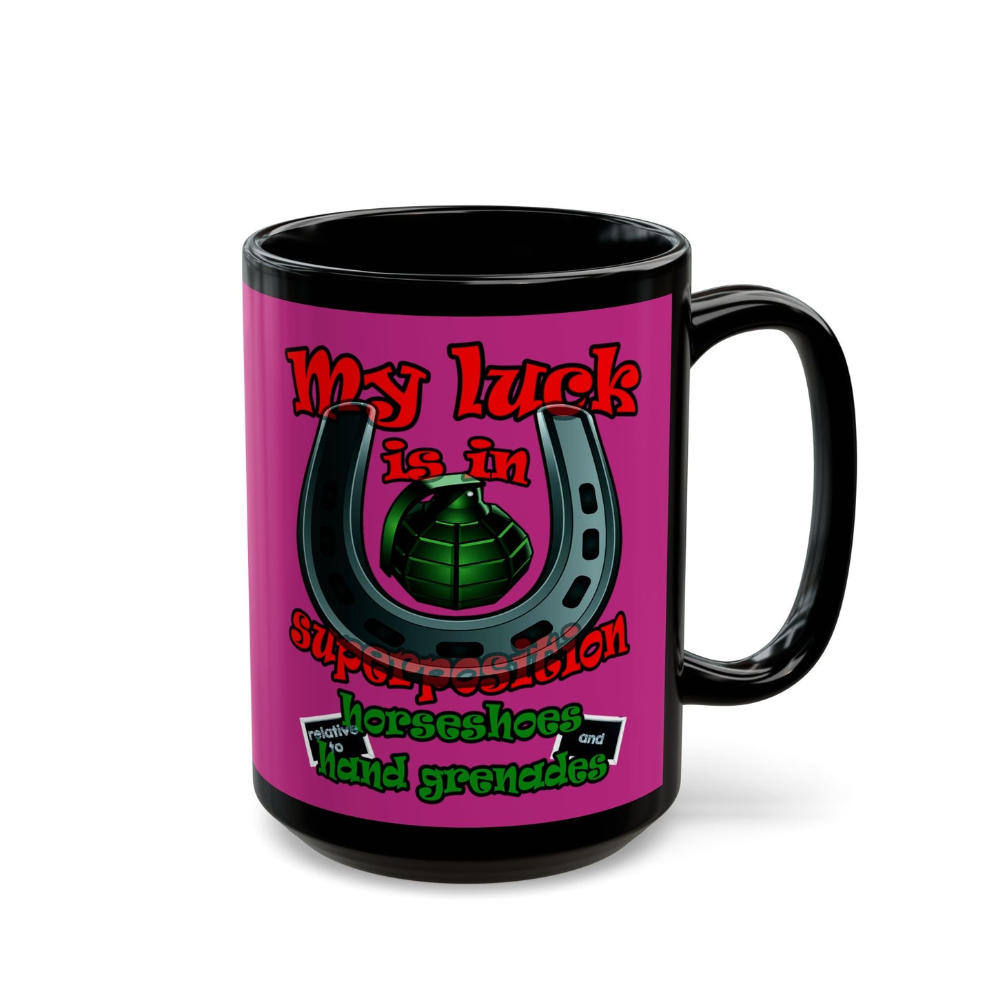 my luck - Black Mug (pink)
