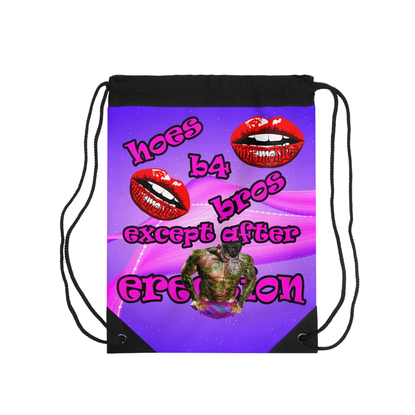 hoes b4 bros - Drawstring Bag (purple-pink wave)