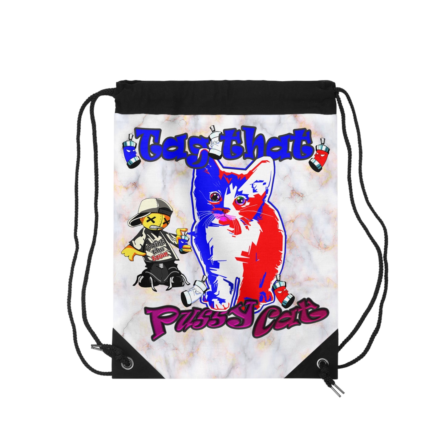 tag that - Drawstring Bag (white marble)