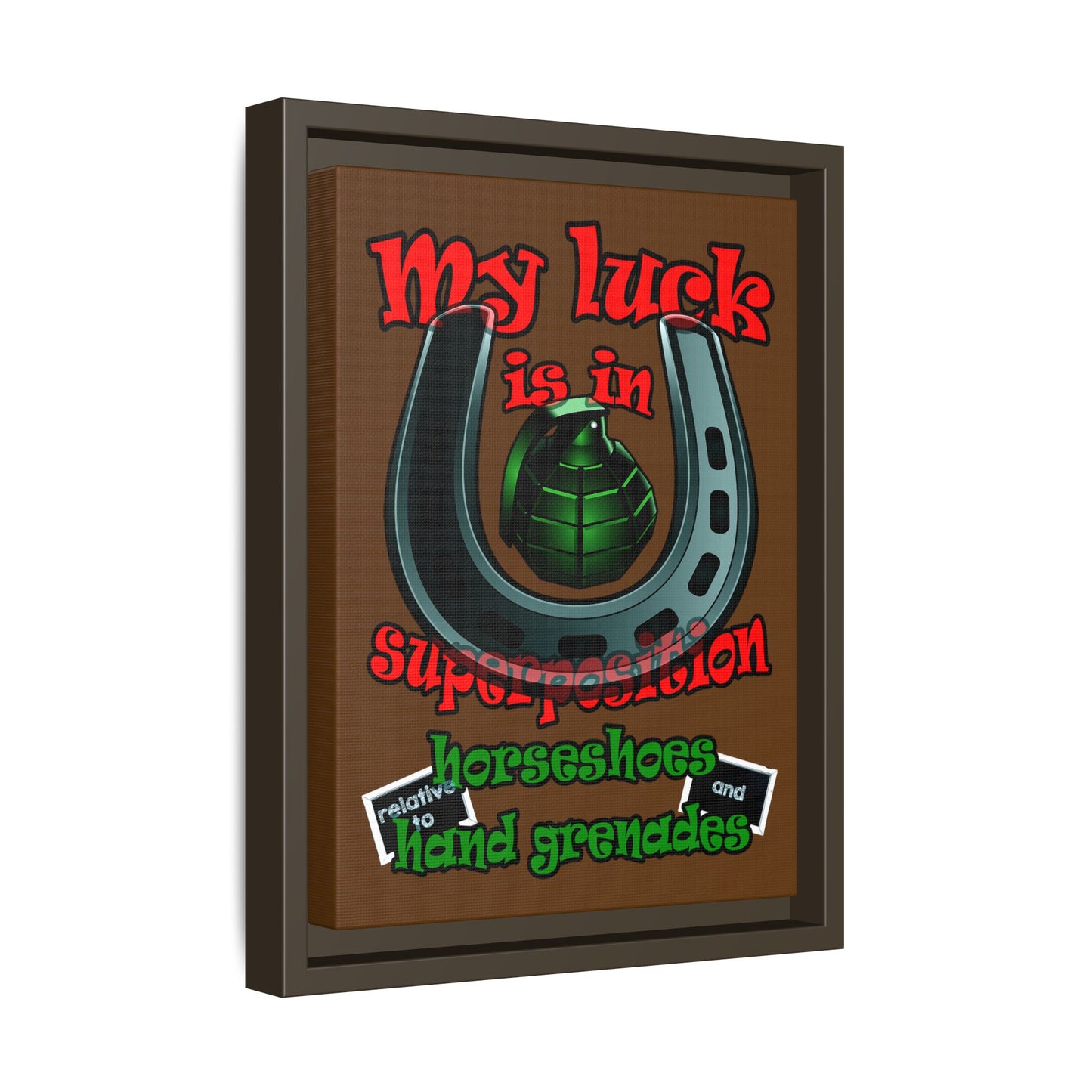 my luck - framed canvas art (brown)