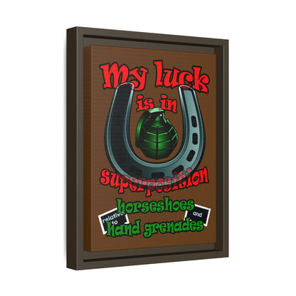 my luck - framed canvas art (brown)