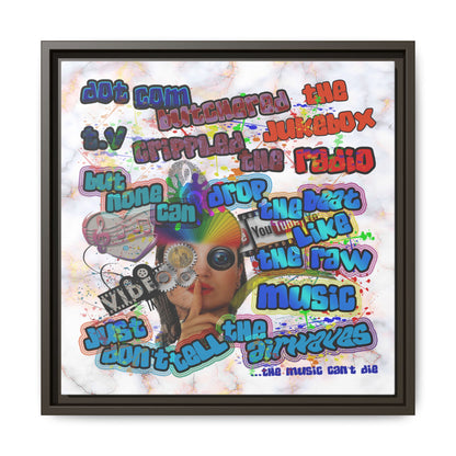 drop the beat - framed canvas art (white marble)