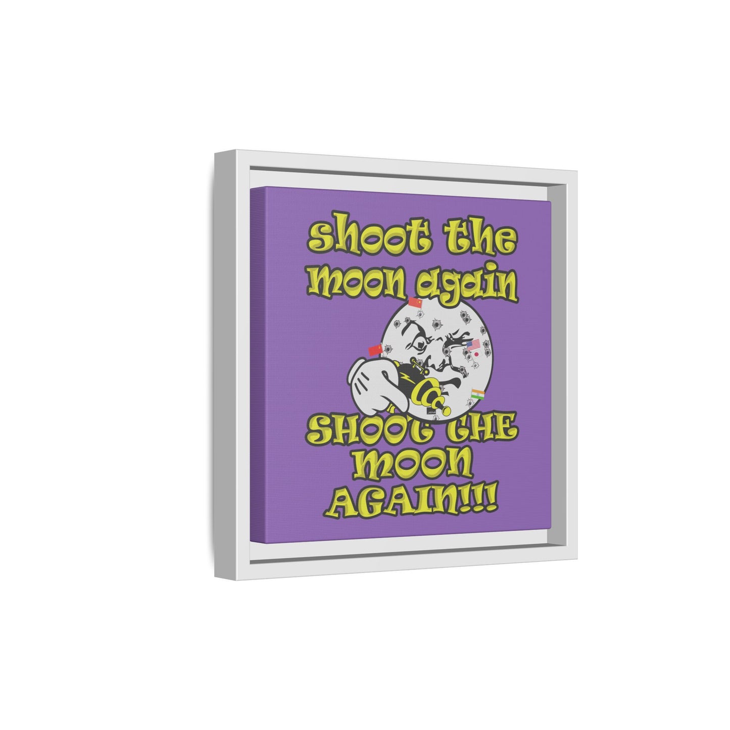 shoot the moon again - framed canvas art (light purple)