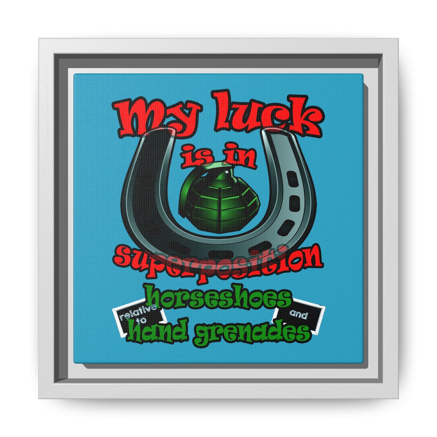 my luck - framed canvas art (turquoise)