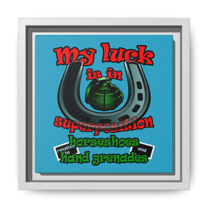 my luck - framed canvas art (turquoise)