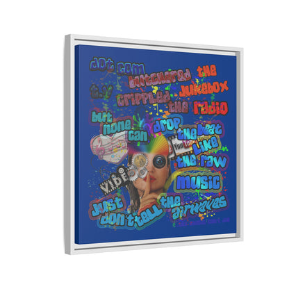 drop the beat - framed canvas art (dark blue)