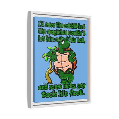 turtle race - framed canvas art (light blue)