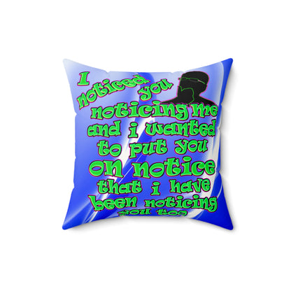 noticed you noticing - Faux Suede Square Pillow - (blue-white wave)