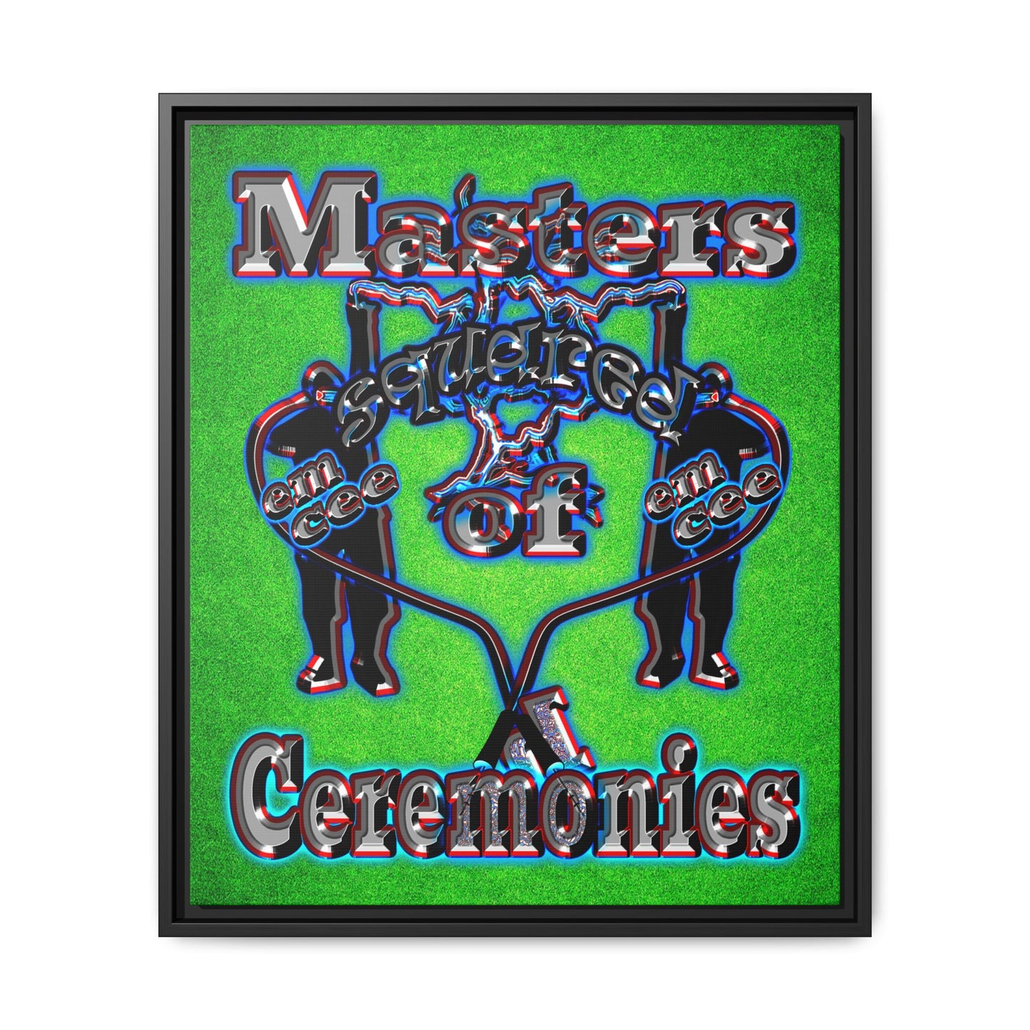 em cee squared - framed canvas art (green turf)