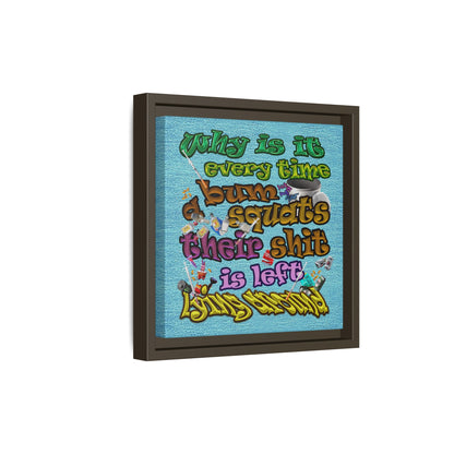 the bum's shit - framed canvas art (faded blue)