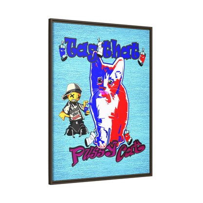 tag that - framed canvas art (faded blue)