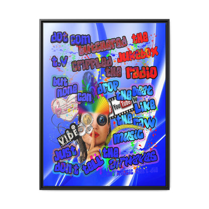 drop the beat - framed canvas art (blue-white wave)
