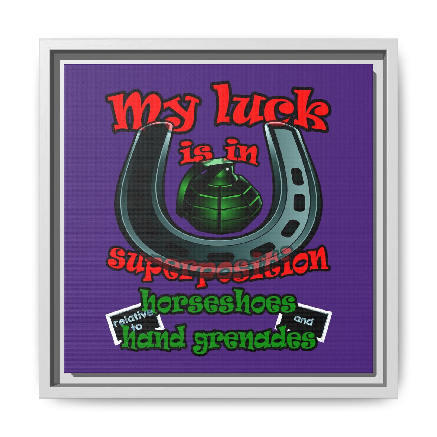 my luck - framed canvas art (purple)