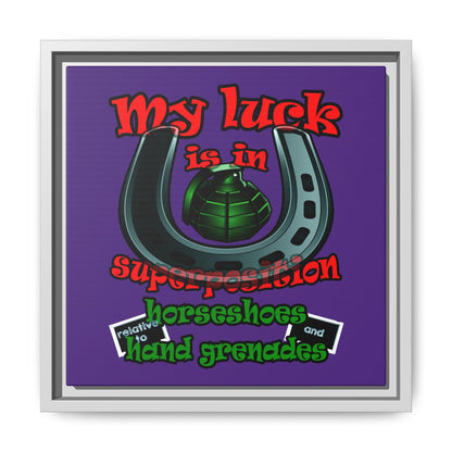 my luck - framed canvas art (purple)