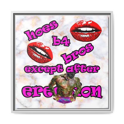 hoes b4 bros - framed canvas art (white marble)