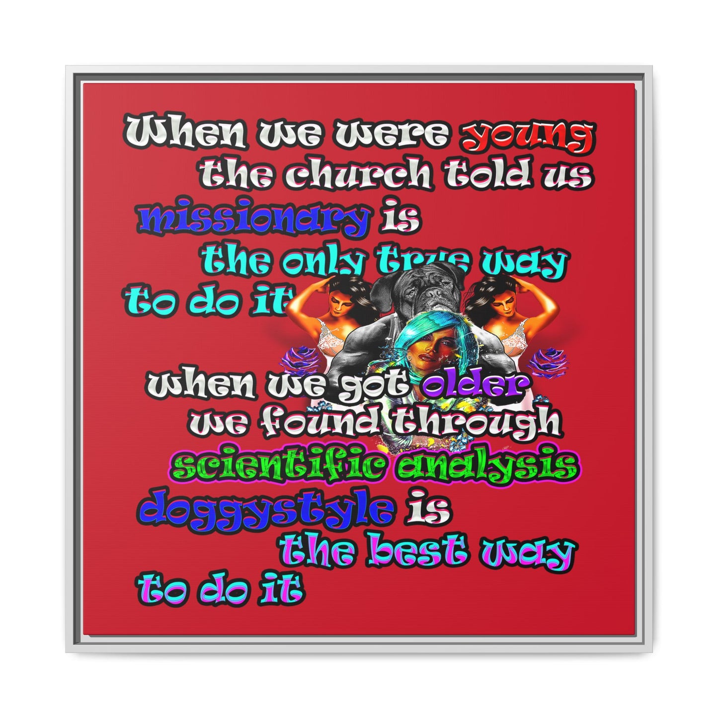 doggystyle - framed canvas art (dark red)