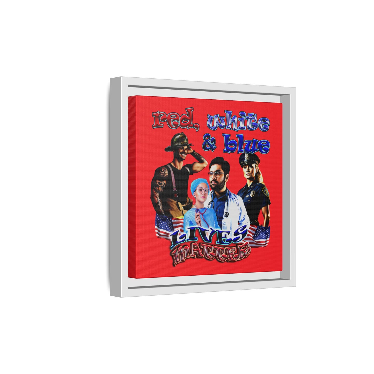 rw&b lives matter - framed canvas art (red)