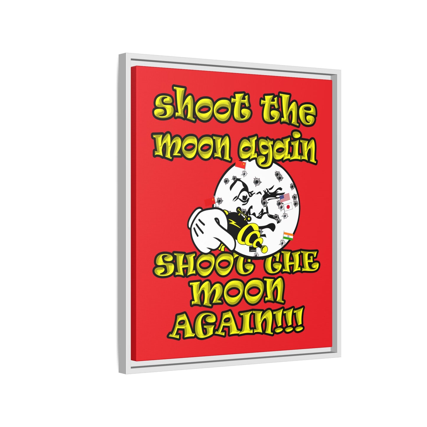 shoot the moon again - framed canvas art (red)