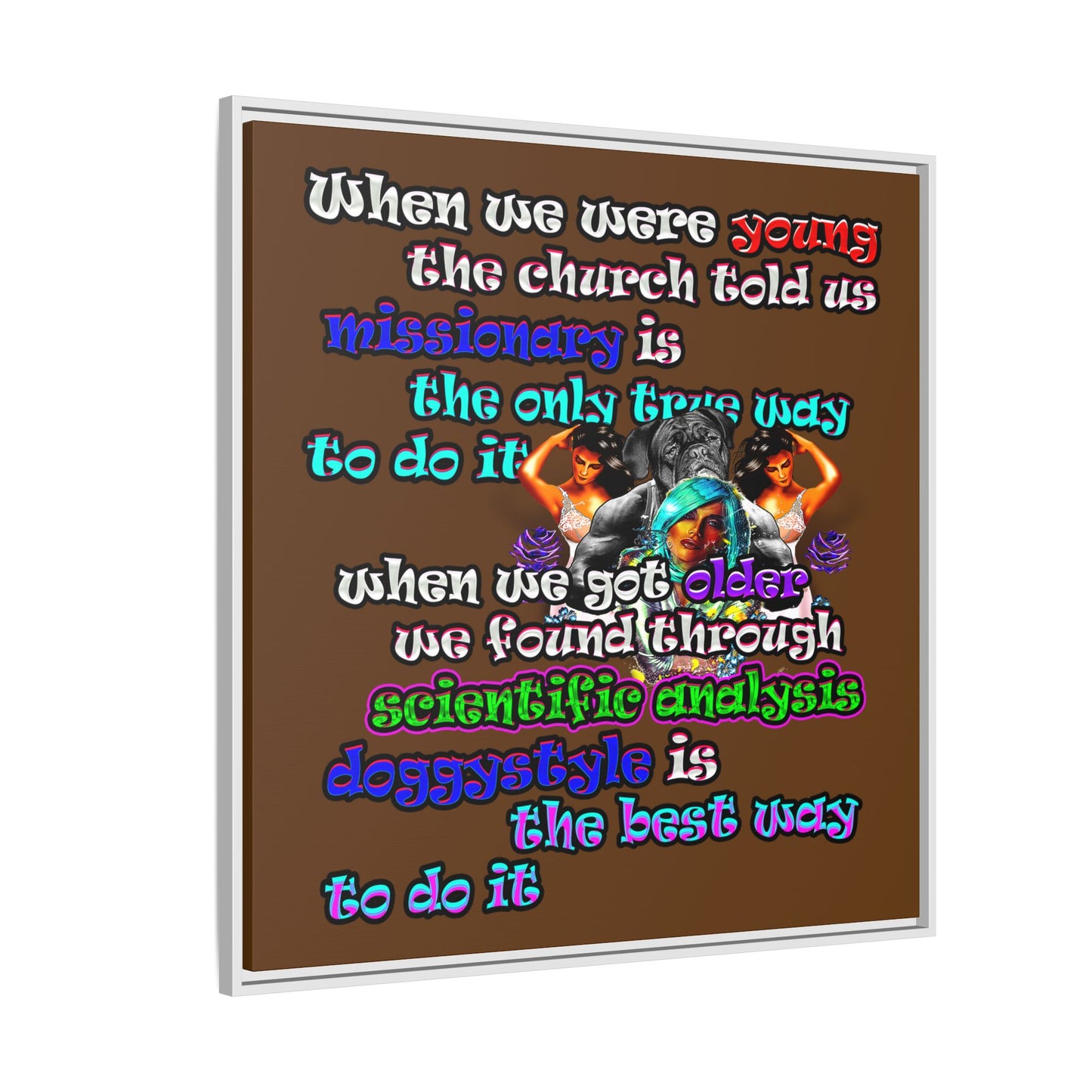 doggystyle - framed canvas art (brown)