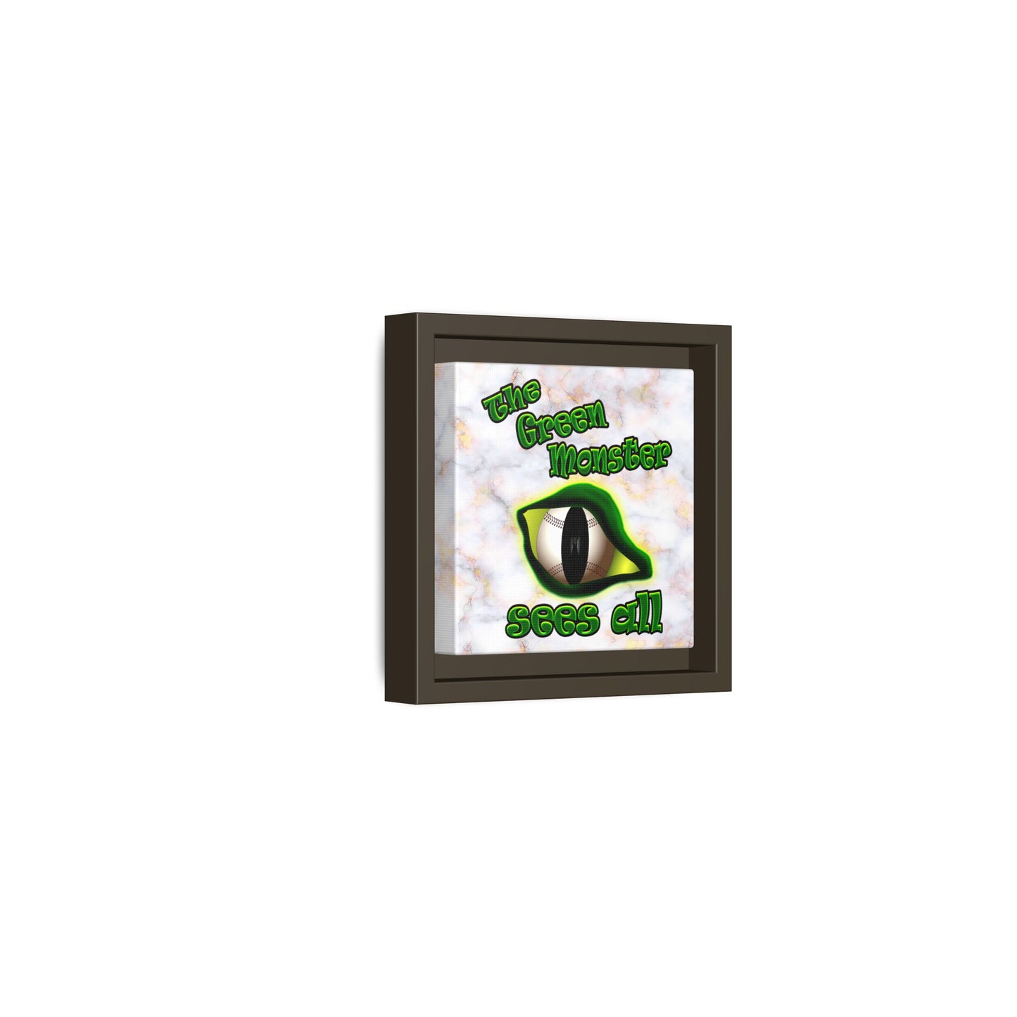 green monster - framed canvas art (white marble)