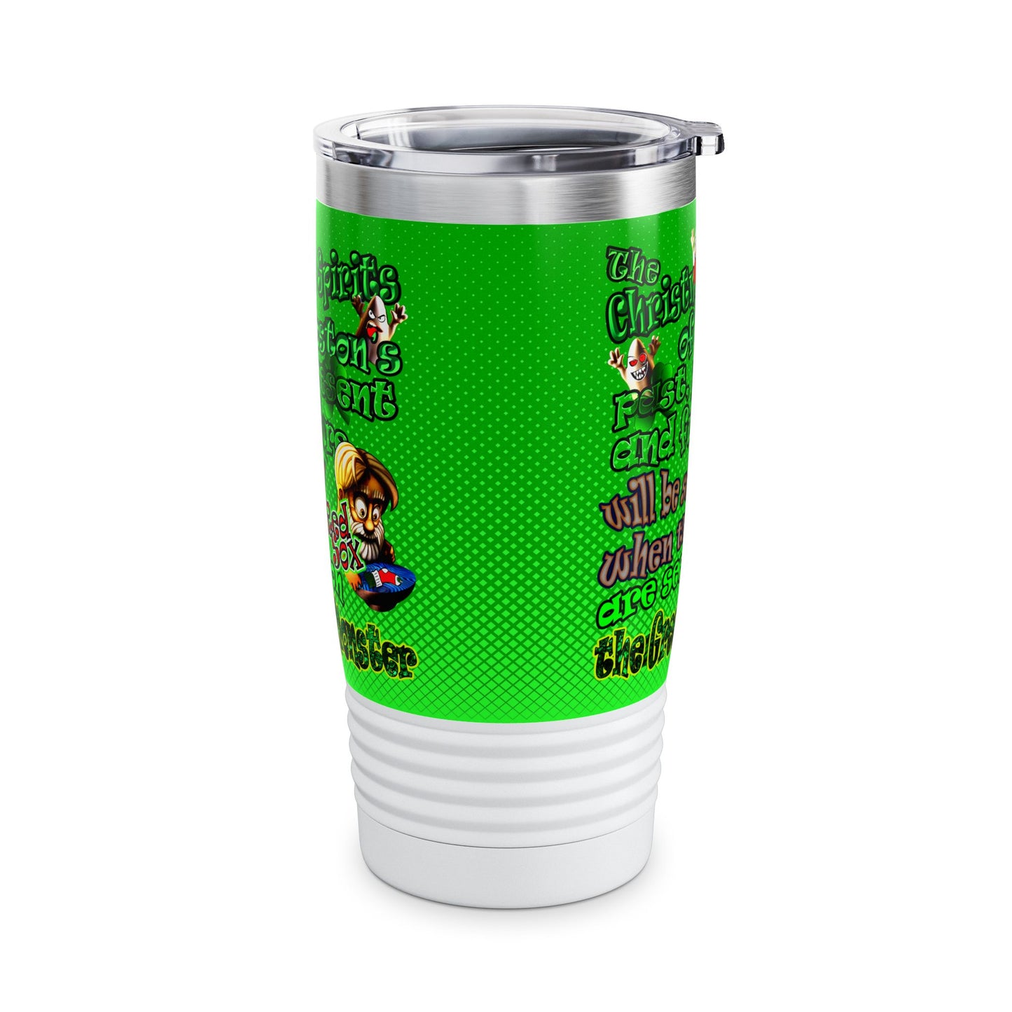christmas spirits of boston - Ringneck Tumbler, 20oz (logo green)