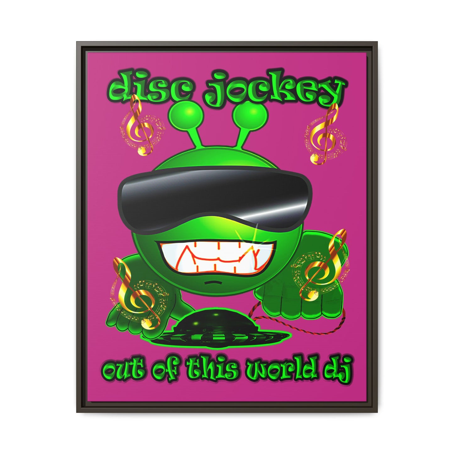 disc jockey - framed canvas art (pink)
