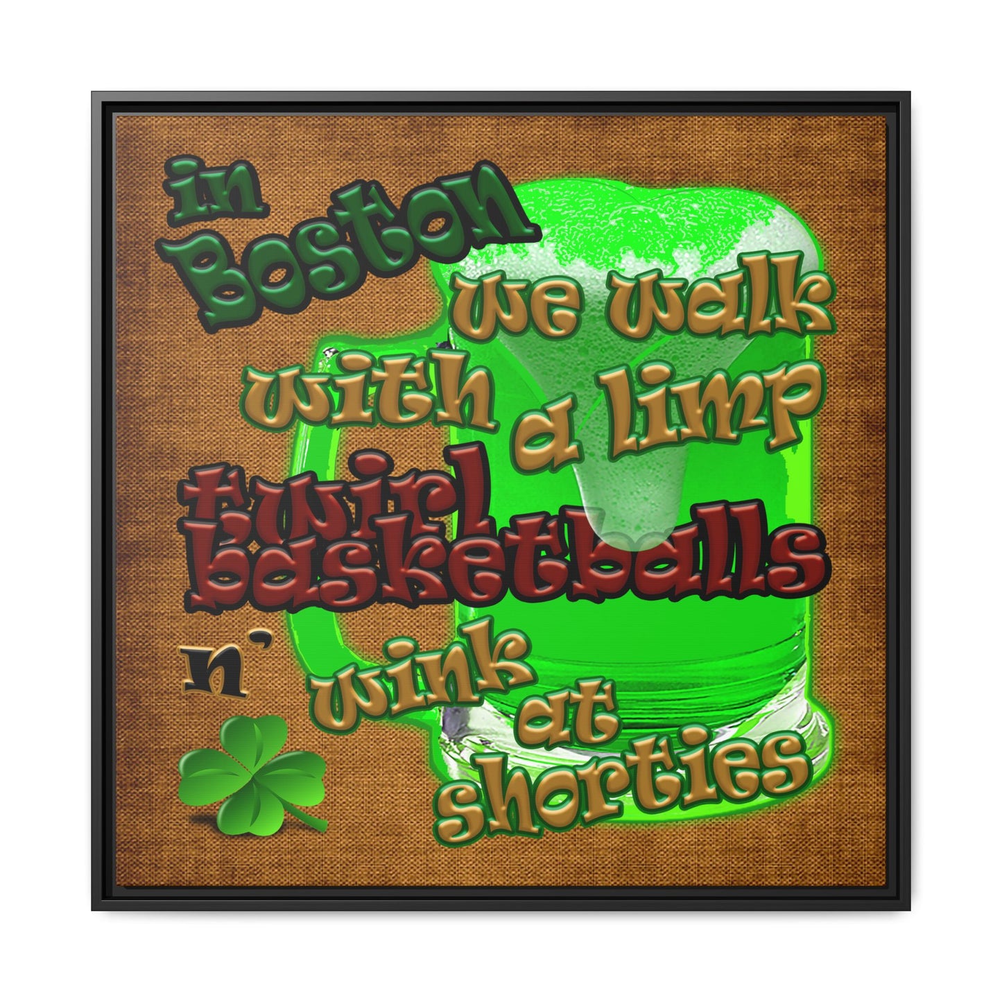 celtics logo - framed canvas art (brown papyrus)