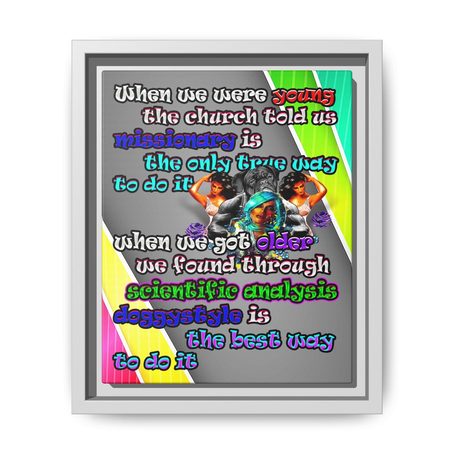 doggystyle - framed canvas art (rainbow split)