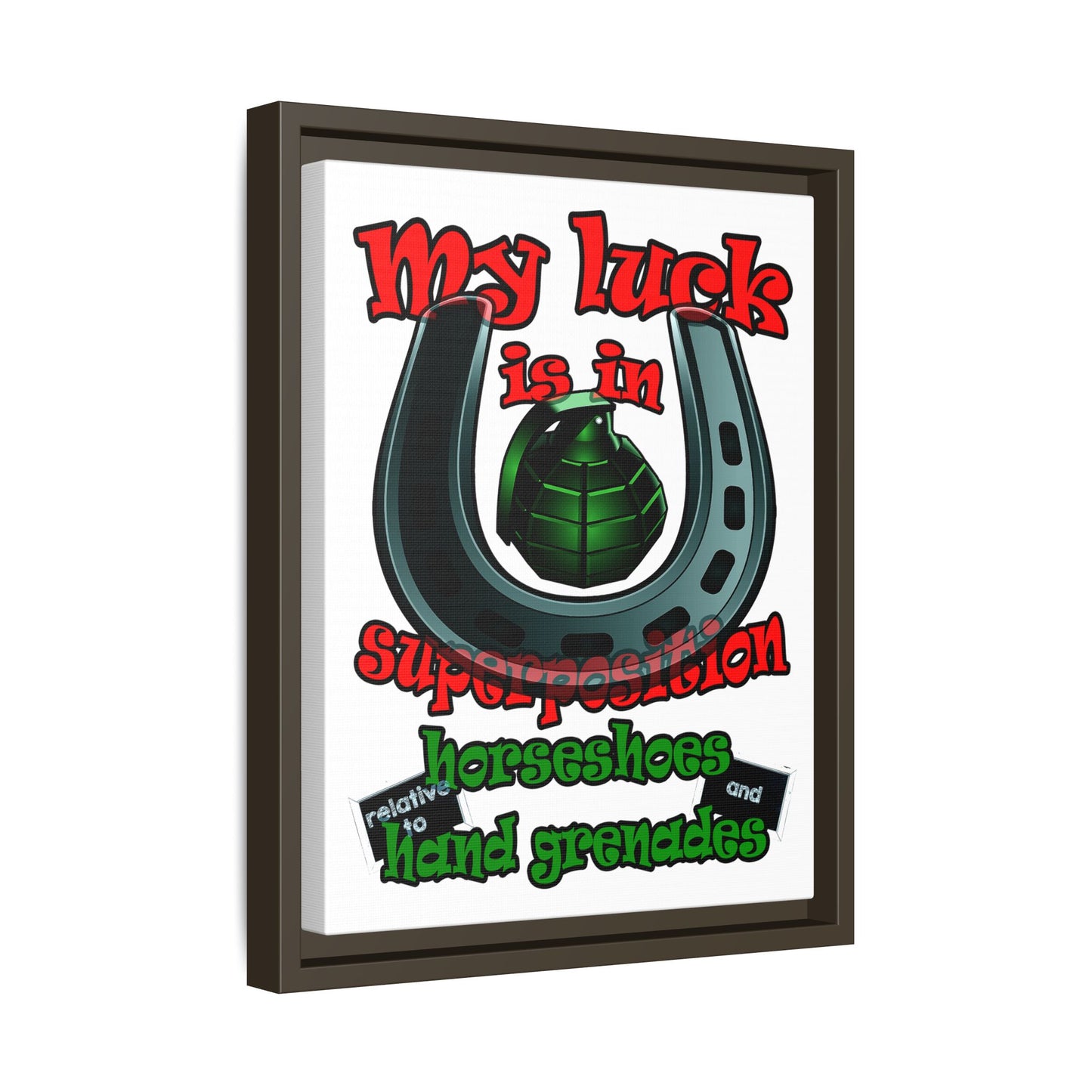 my luck - framed canvas art (white)