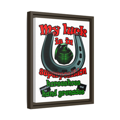 my luck - framed canvas art (white)