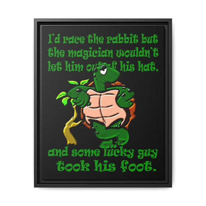 turtle race - framed canvas art (black)