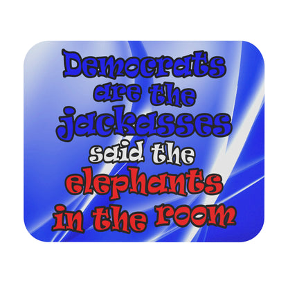 donkeys and elephants - Mouse Pad (Rectangle) (blue-white wave)