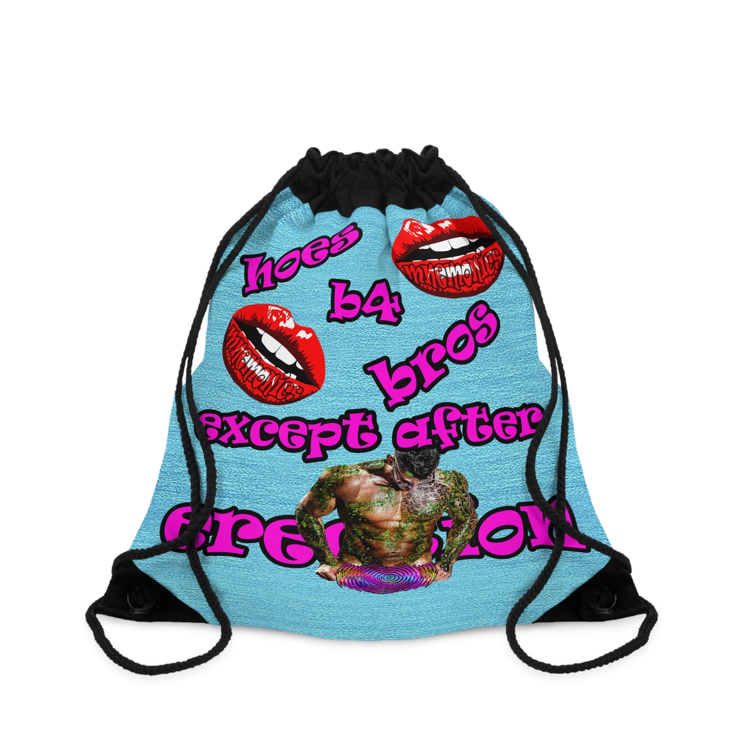 hoes b4 bros - Drawstring Bag (faded blue)