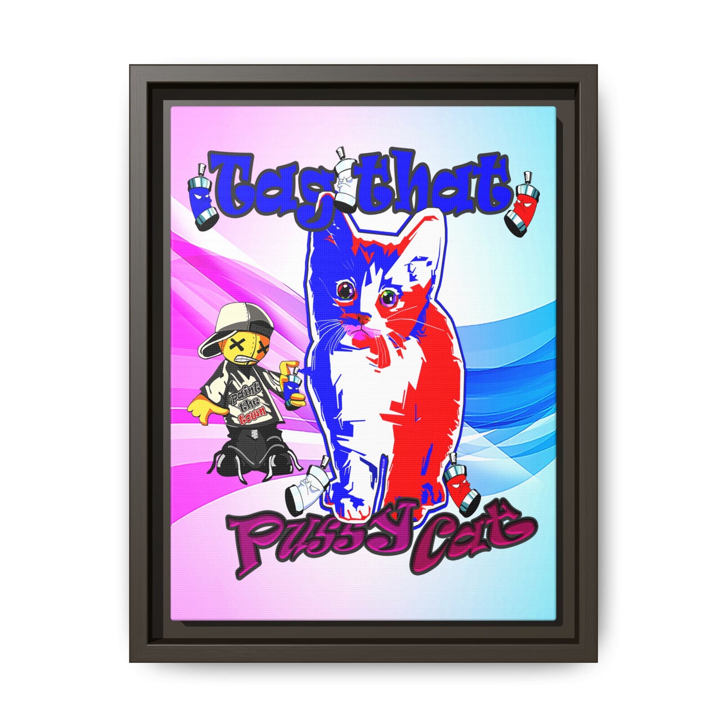 tag that - framed canvas art (light blue-pink wave)
