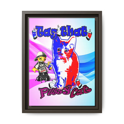 tag that - framed canvas art (light blue-pink wave)