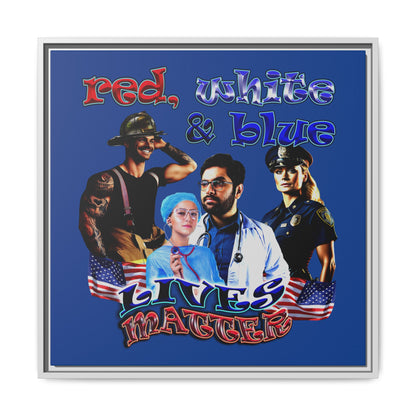 rw&b lives matter - framed canvas art (dark blue)