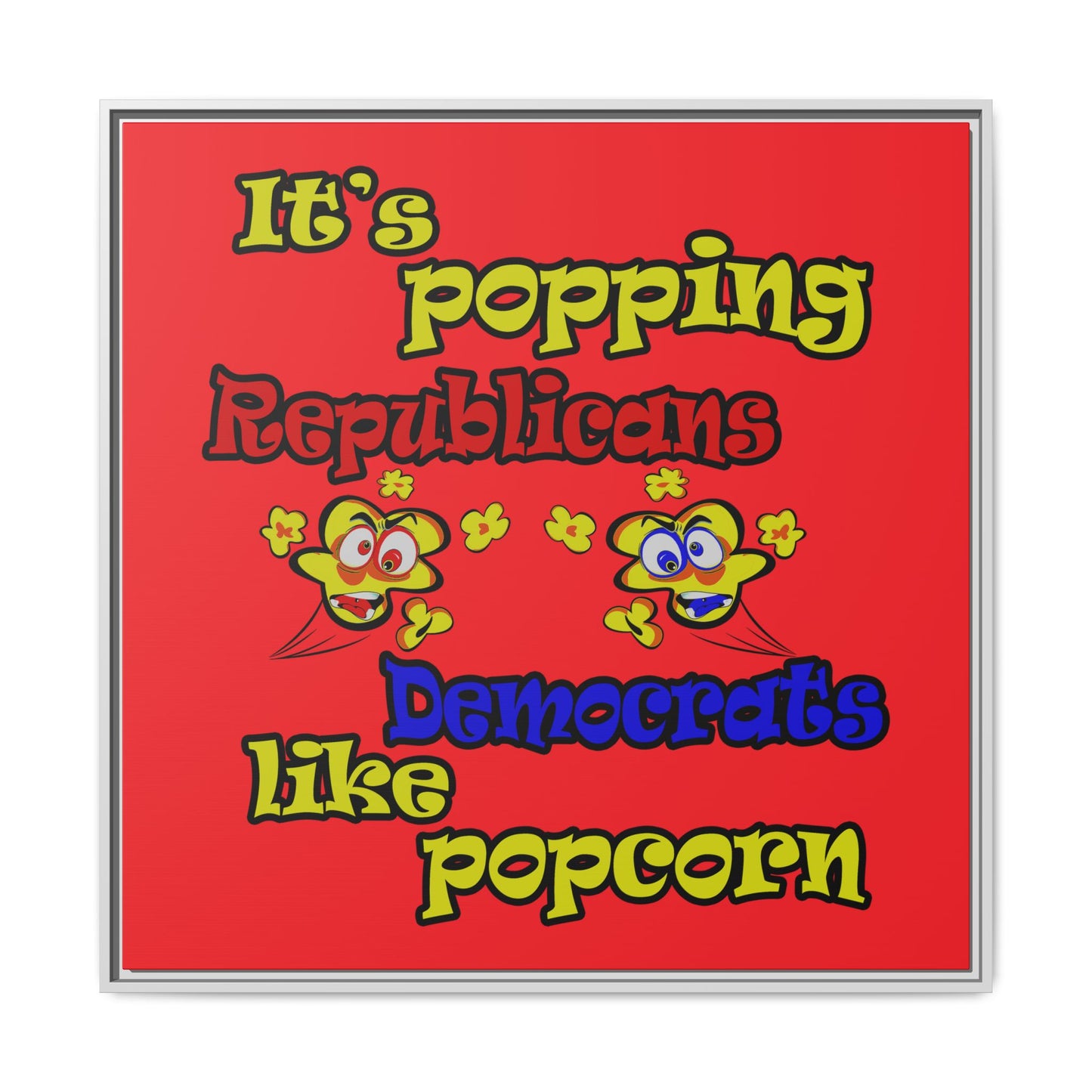 popping like popcorn - framed canvas art (red)
