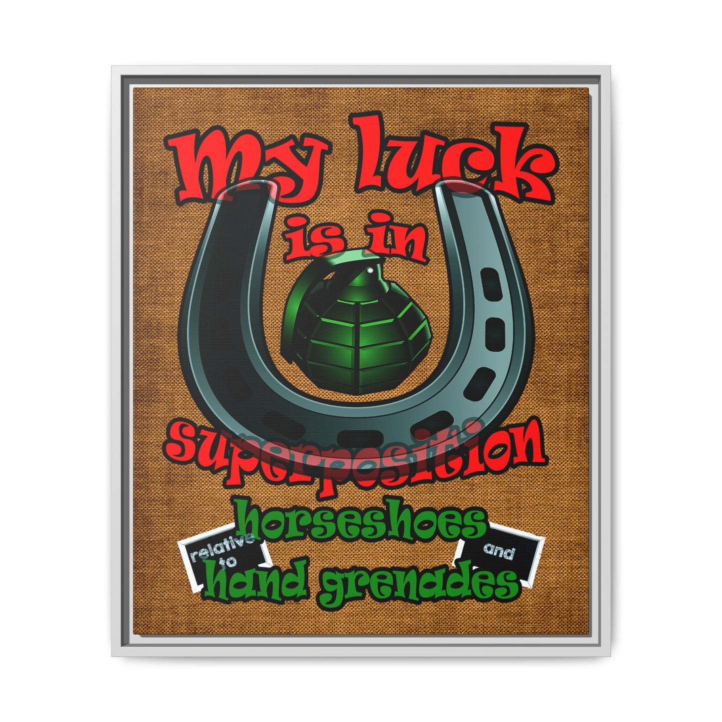 my luck - framed canvas art (brown papyrus)