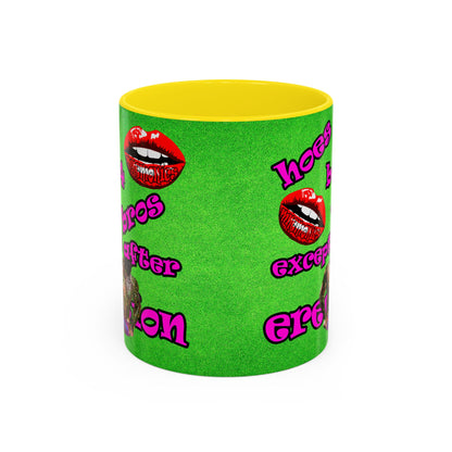 hoes b4 bros - Accent Mug (green turf)
