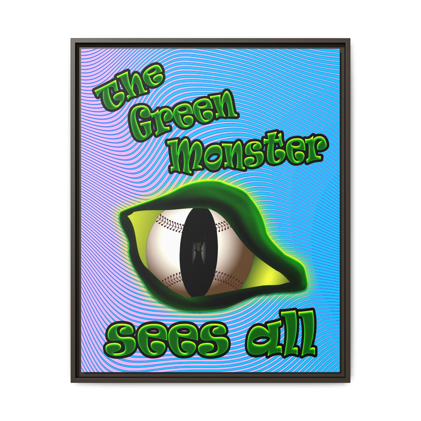 green monster - framed canvas art (light blue-purple wave)