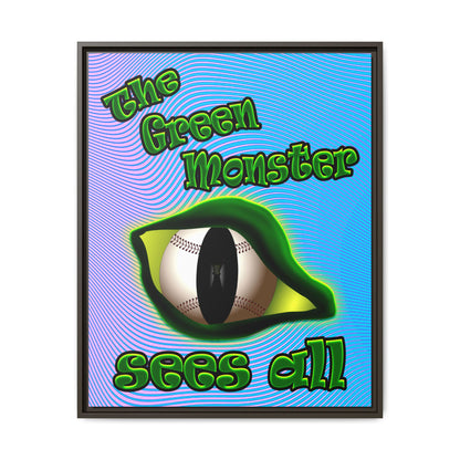 green monster - framed canvas art (light blue-purple wave)