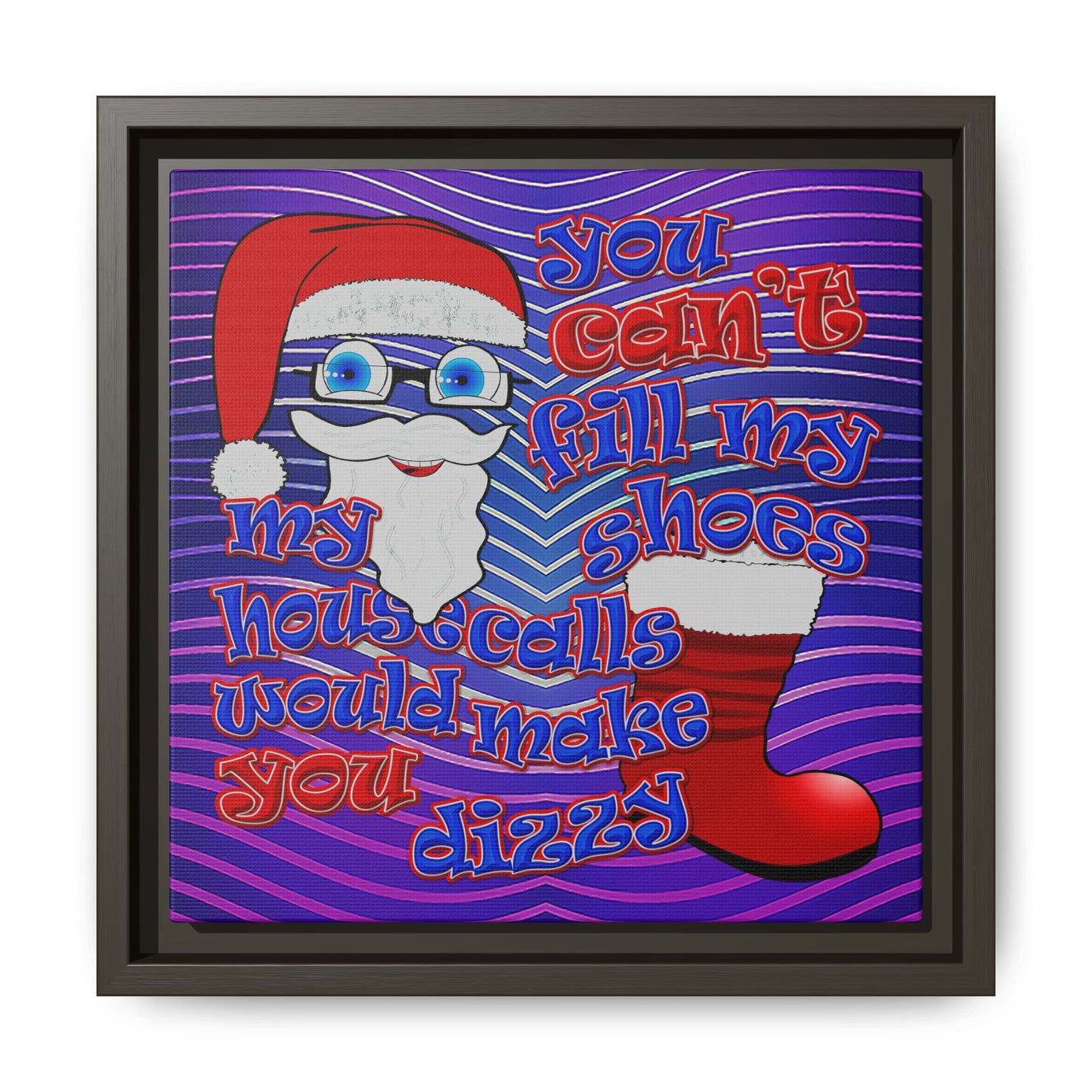 santa's shoes - framed canvas art (purple wave)