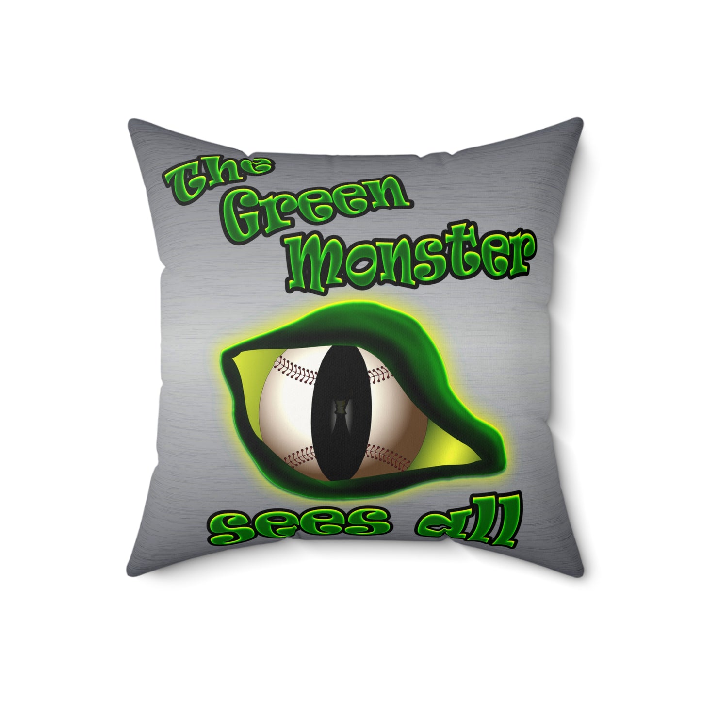 green monster - Faux Suede Square Pillow - (brushed nickel)