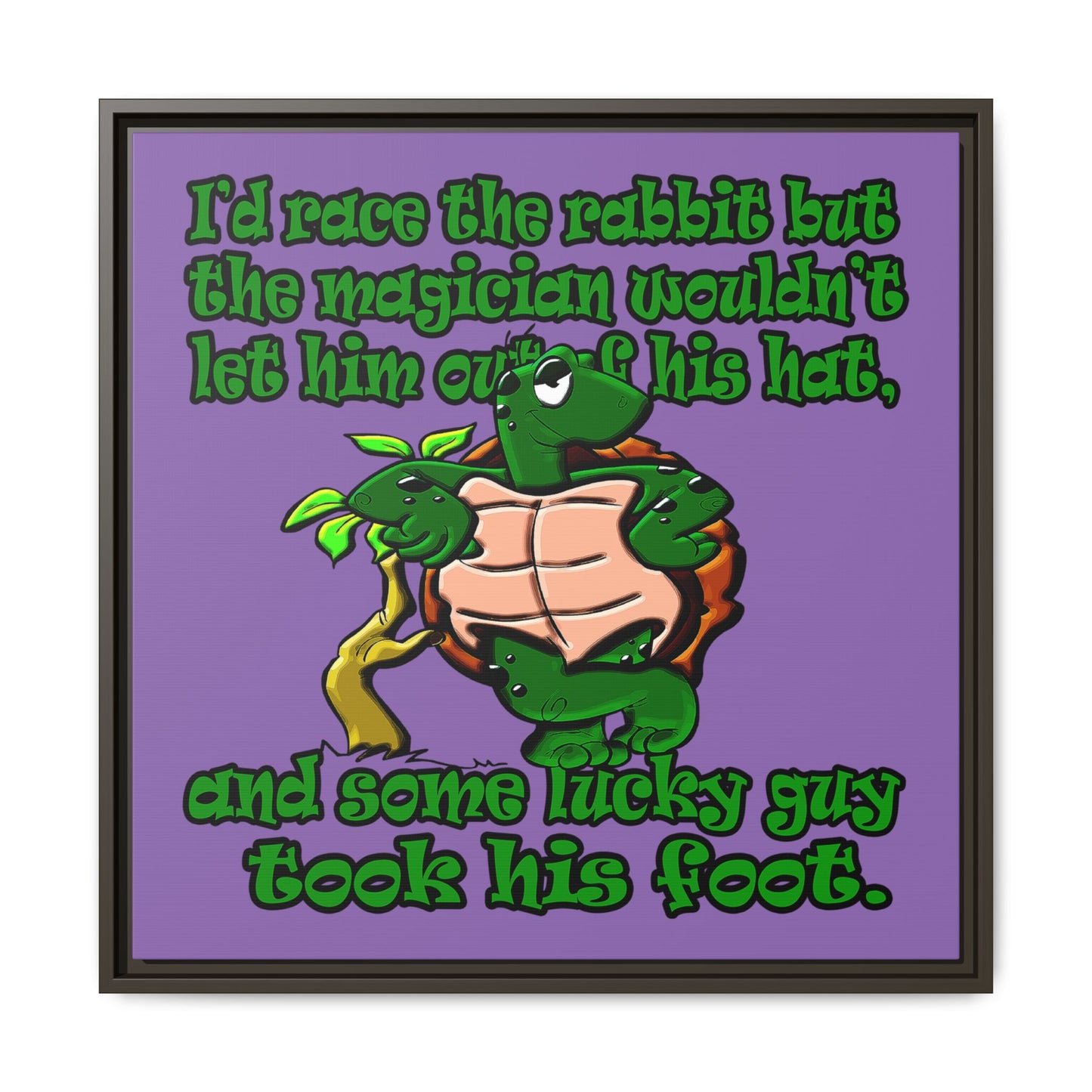 turtle race - framed canvas art (light purple)